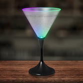 LED 7 oz. Frosted Martini Glass With Black Stem